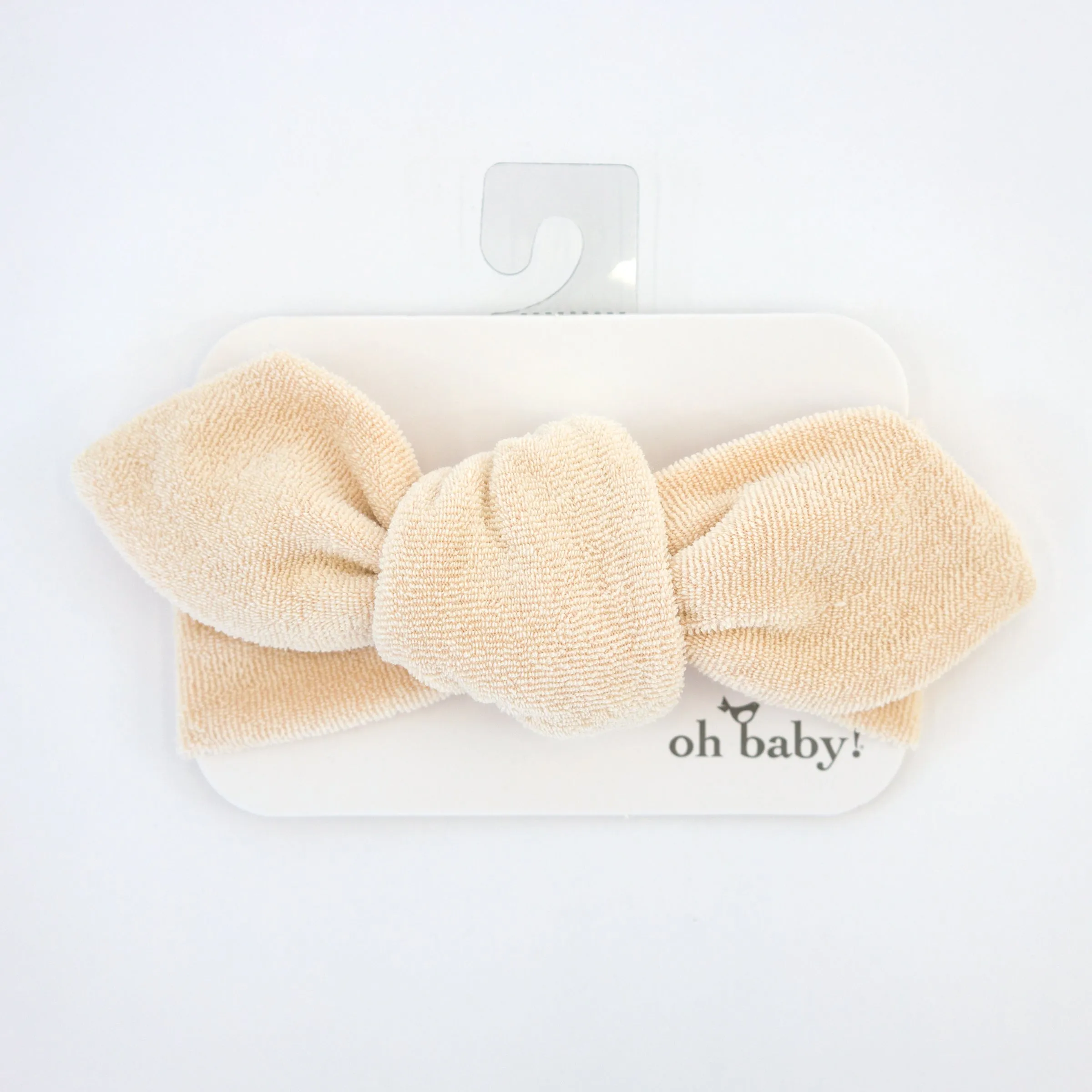 oh baby! Cotton Terry Tie Turban - Natural