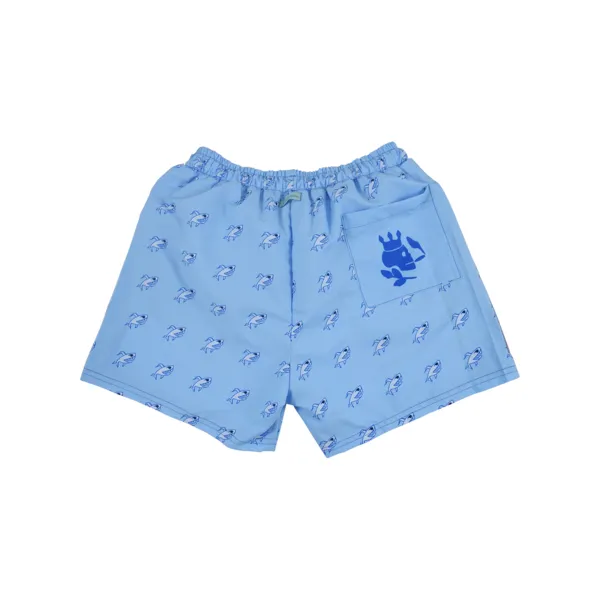 Robot Shark Swim Trunks | Light Blue