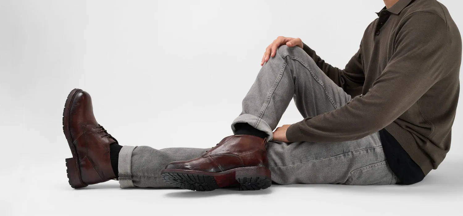 ROWLEY raw-chestnut folded chukka boots.