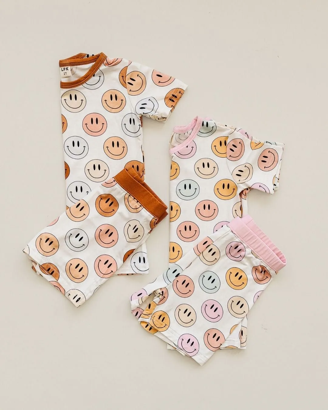 Smiley Bamboo Two Piece Shorts Set | Copper