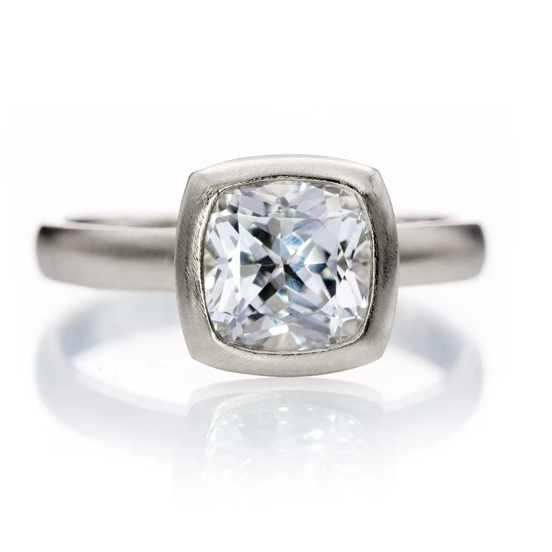 Square Cushion Cut Lab Created White Sapphire Gemstone