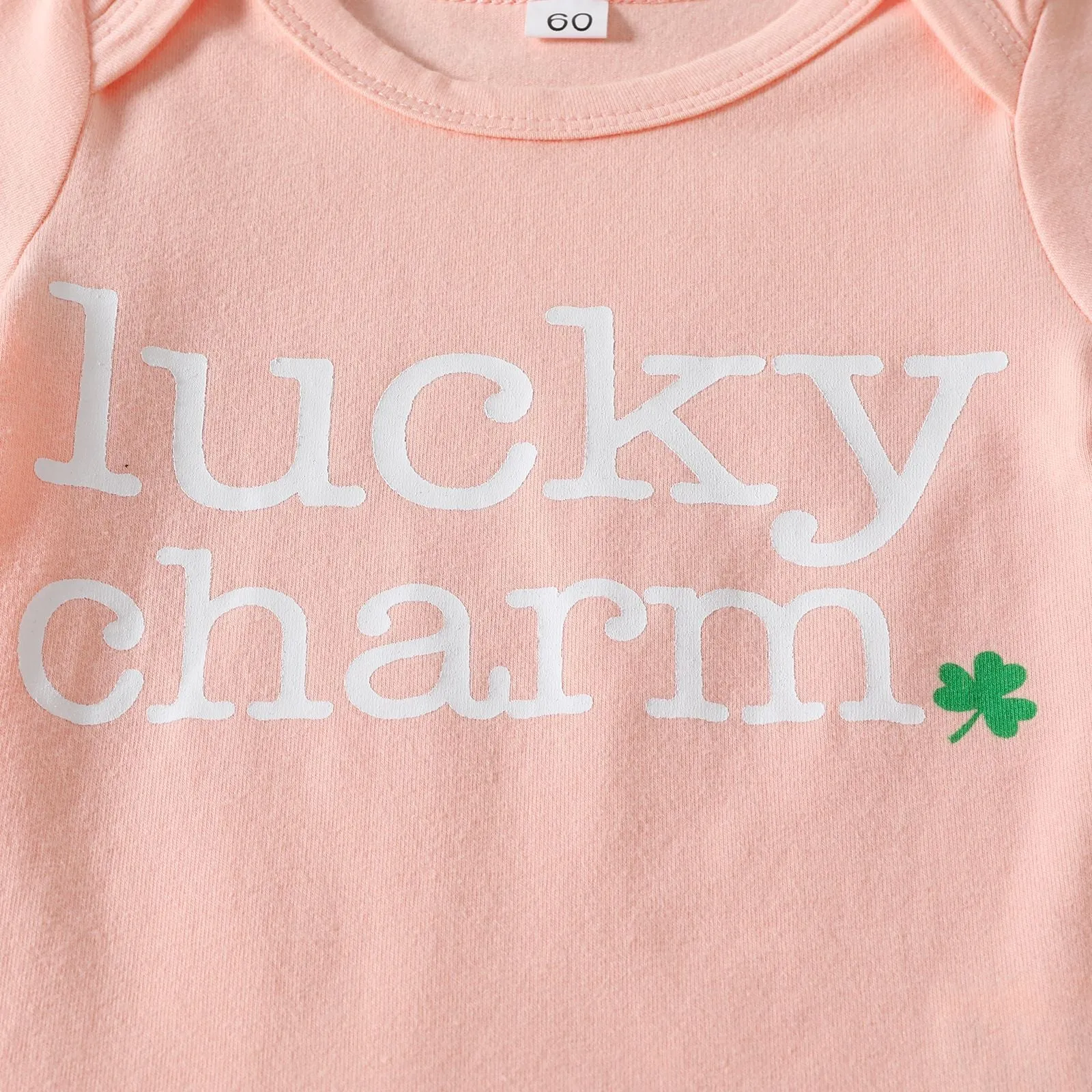 St. Patrick's Day 2023 Baby Girls' Set Alphabet Romper Four leaf Grass Printed Shorts Headband