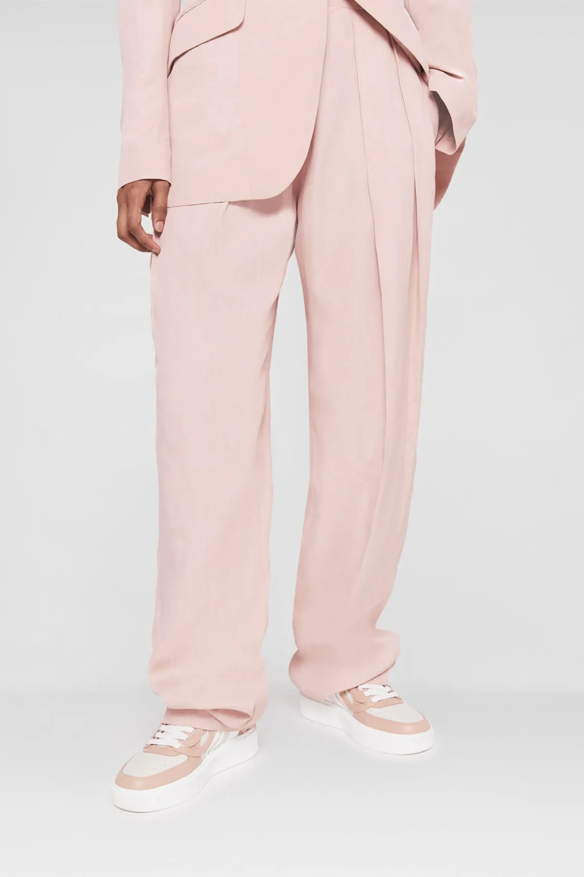 Stella McCartney Fluid Linen Pleat Front Trousers - Rose