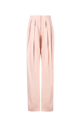 Stella McCartney Fluid Linen Pleat Front Trousers - Rose