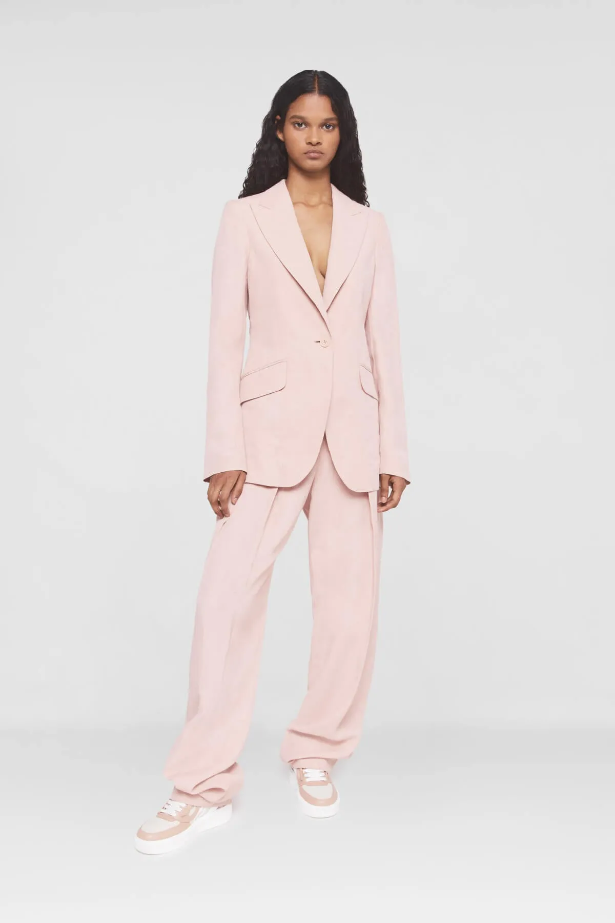 Stella McCartney Fluid Linen Pleat Front Trousers - Rose