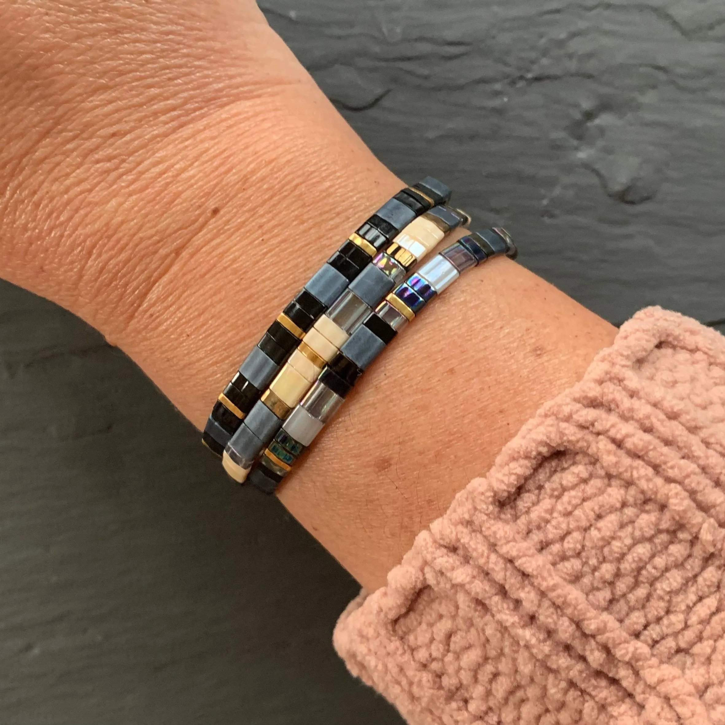 Stretch Tile Bracelet - BLACK SLATE