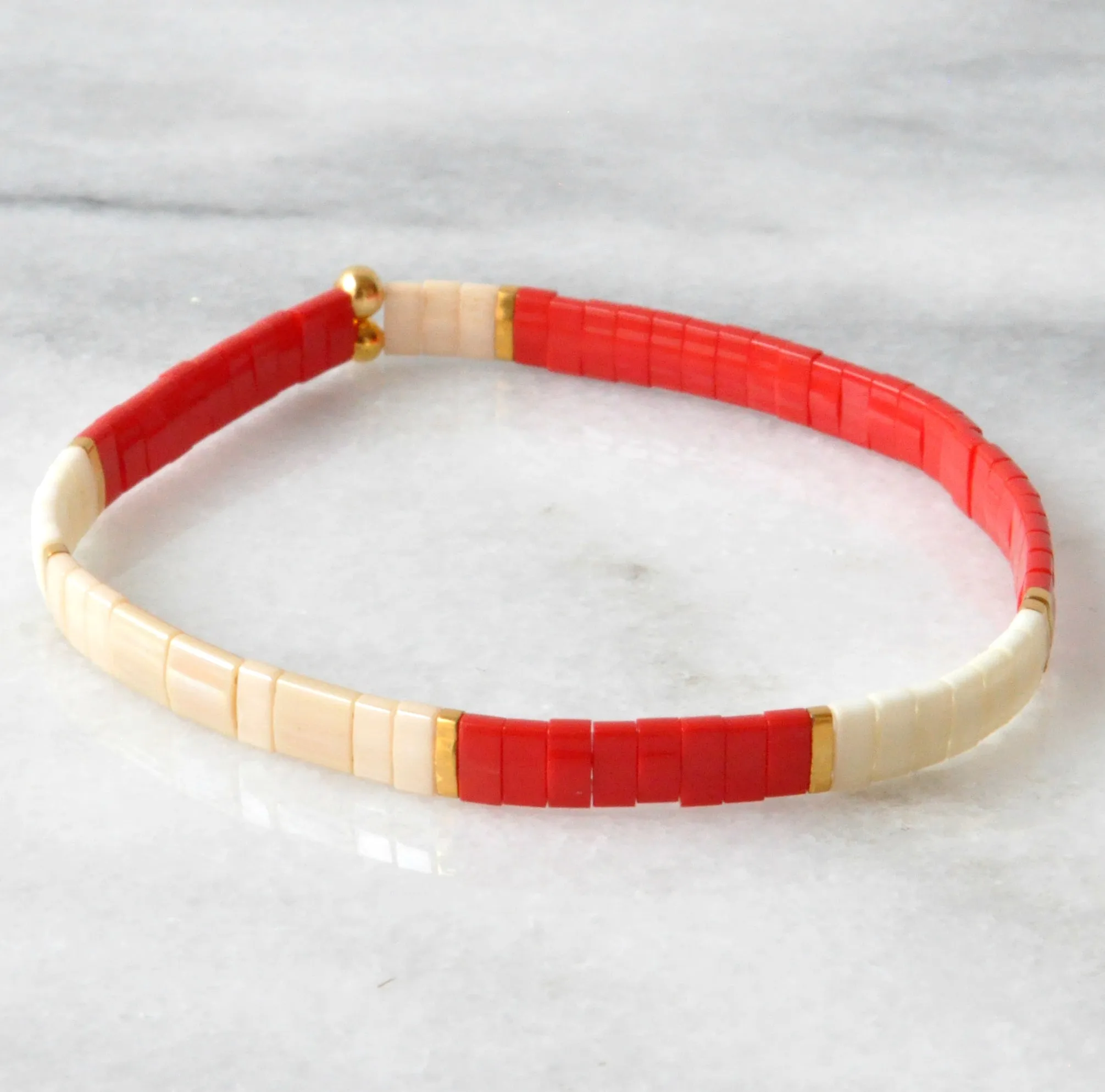 Stretch Tile Bracelet - RED COLORBLOCK