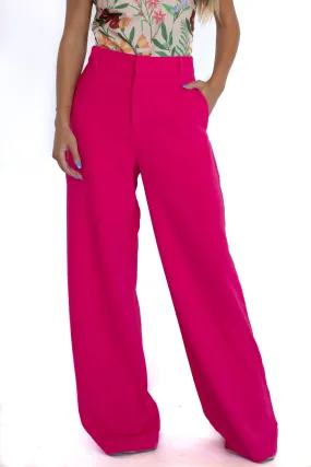 Suits You Perfectly Fuchsia Wide Leg Trouser