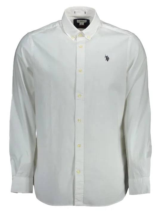 US Polo Assn. Long sleeve men's shirt with buttons at the neck 6409152573 100 white