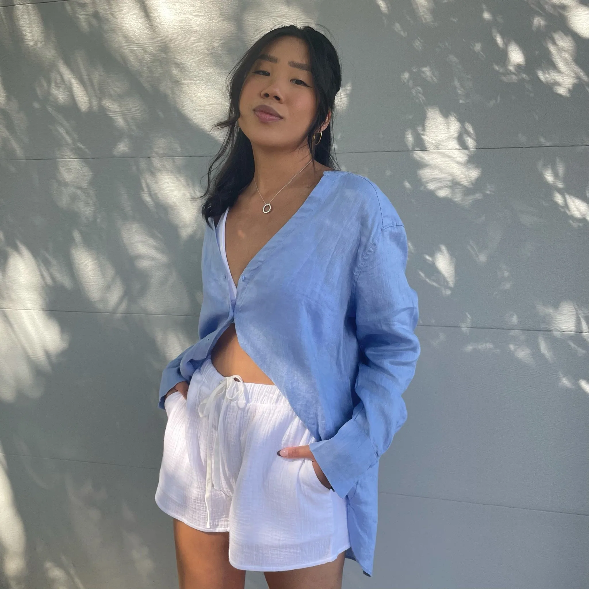 VANESSA V Neck Linen Shirt