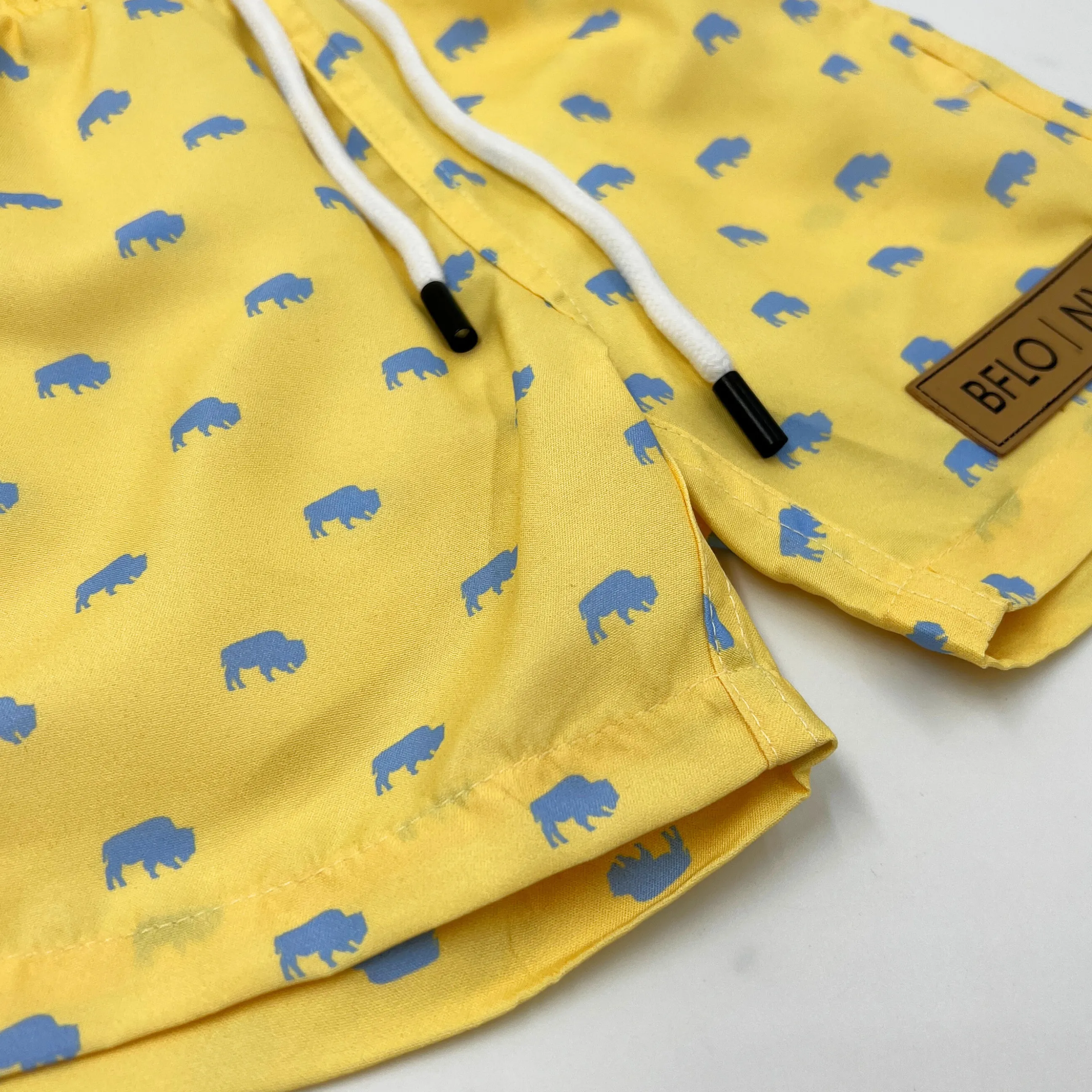 Youth BFLO, NY Yellow With Light Blue Herd Buffaloes Swim Shorts