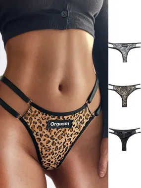 ZASUWA Female Animal Print Hollow Out Mesh Panties