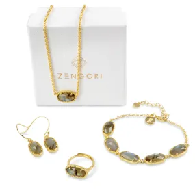 Zephyr Gold Labradorite Crystal Stunning Jewelry Set